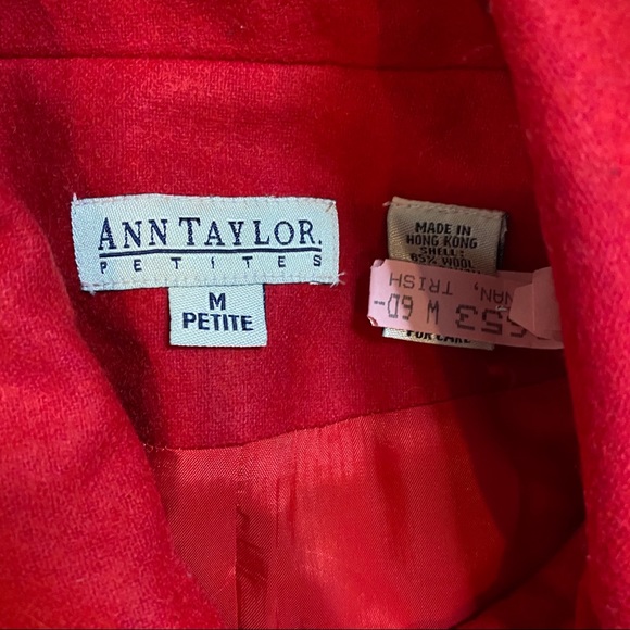 Red Wool Anne Taylor Cropped Pea Coat Size M - Picture 4 of 16